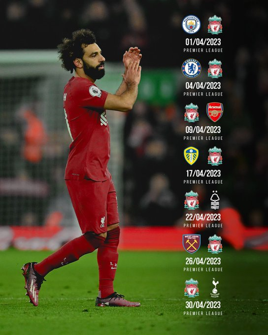 مواجهات نارية تنتظر ليفربول في شهر نيسان