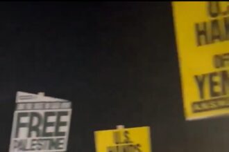 بالفيديو.. مظاهرات أمام البيت الأبيض احتجاجا على قصف امريكا وبريطانيا اليمن