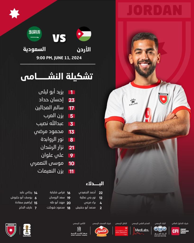  منتخب النشامى يواجه السعودية بكامل نجومه في التصفيات الآسيوية