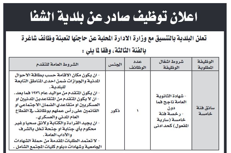 وظائف شاغرة في مؤسسات رسمية