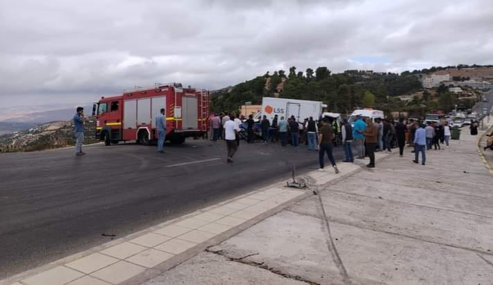 السلط : 8 إصابات بحادث سير مروع في شارع الستين