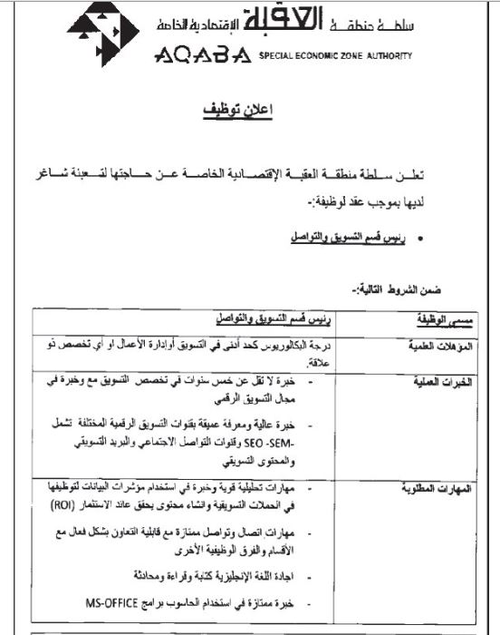 وظائف في وكالة الأنباء والعقبة الخاصة والأردنية