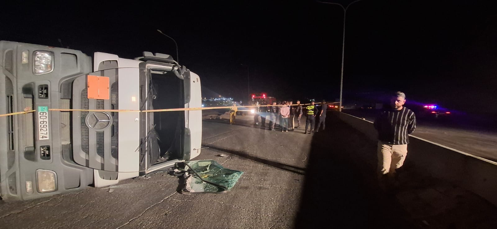 حادث انقلاب صهريج محمل بحامض الكبريت