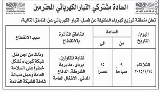 فصل الكهرباء عن مناطق واسعة في الاردن ( اسماء)