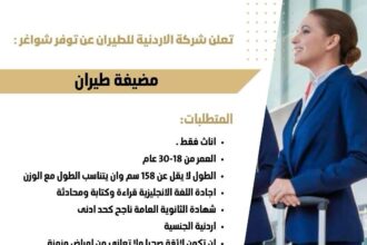 الاردنية للطيران تفتح باب التقديم لانضمام مضيفات جويات إلى طاقمها