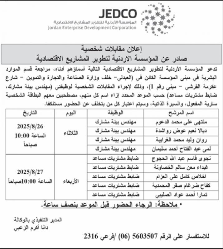 صورة حول : بالاسماء .. مدعوون لإجراء المقابلة الشخصية لغايات التعيين بالاسماء .. مدعوون لإجراء المقابلة الشخصية لغايات التعيين