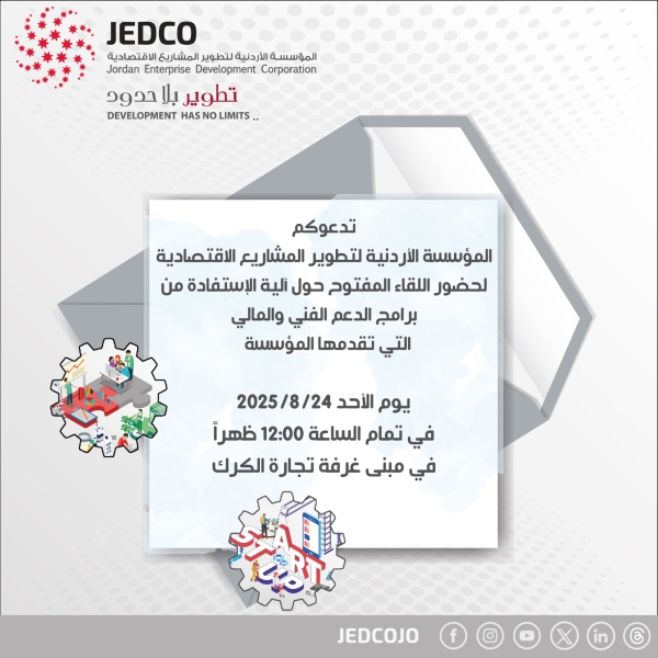 صورة حول : جيدكو تعقد لقاءً مفتوحًا في الكرك لدعم المشاريع الصغيرة والمتوسطة جيدكو تعقد لقاءً مفتوحًا في الكرك لدعم المشاريع الصغيرة والمتوسطة