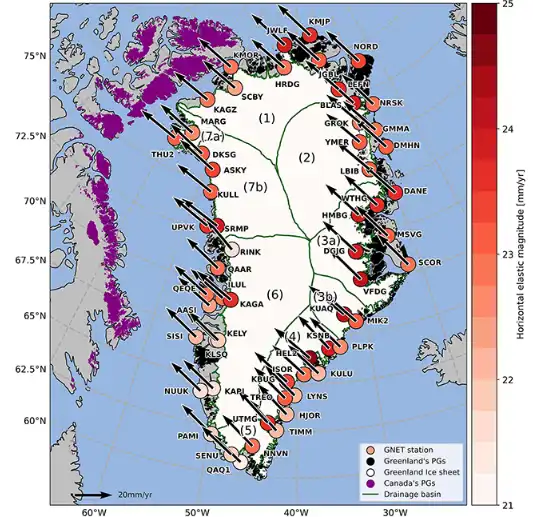 صورة حول : غرينلاند تتحرك وتتشوه بسبب ذوبان الجليد المستمر غرينلاند تتحرك وتتشوه بسبب ذوبان الجليد المستمر