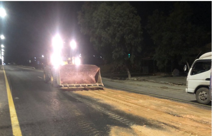 عاجل | انقلاب شاحنة محملة بزيت الزيتون على أوتستراد جرش – عمان