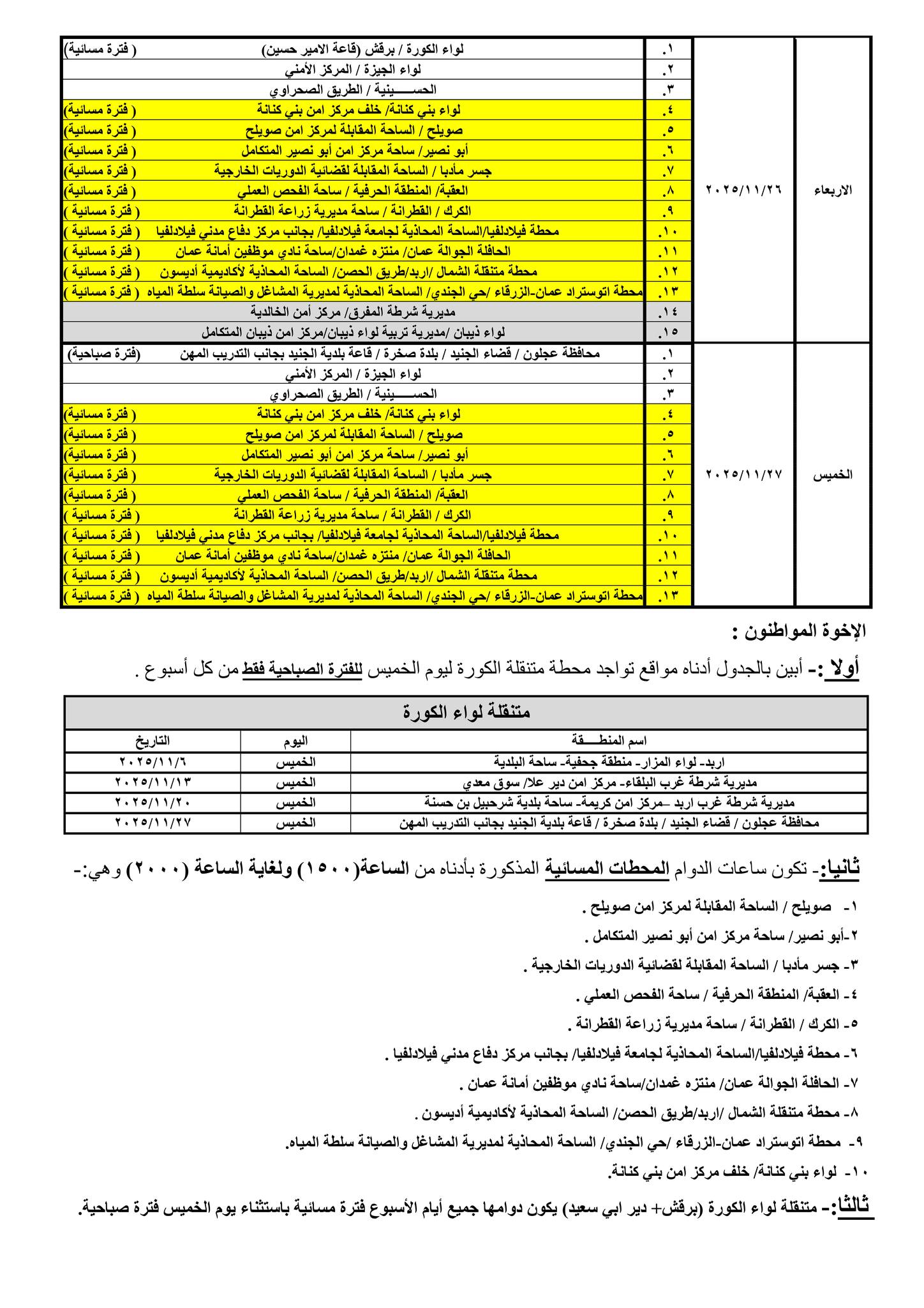 إدارة الترخيص تعلن جداول العمل الشهرية لمحطات «بنوصلك»