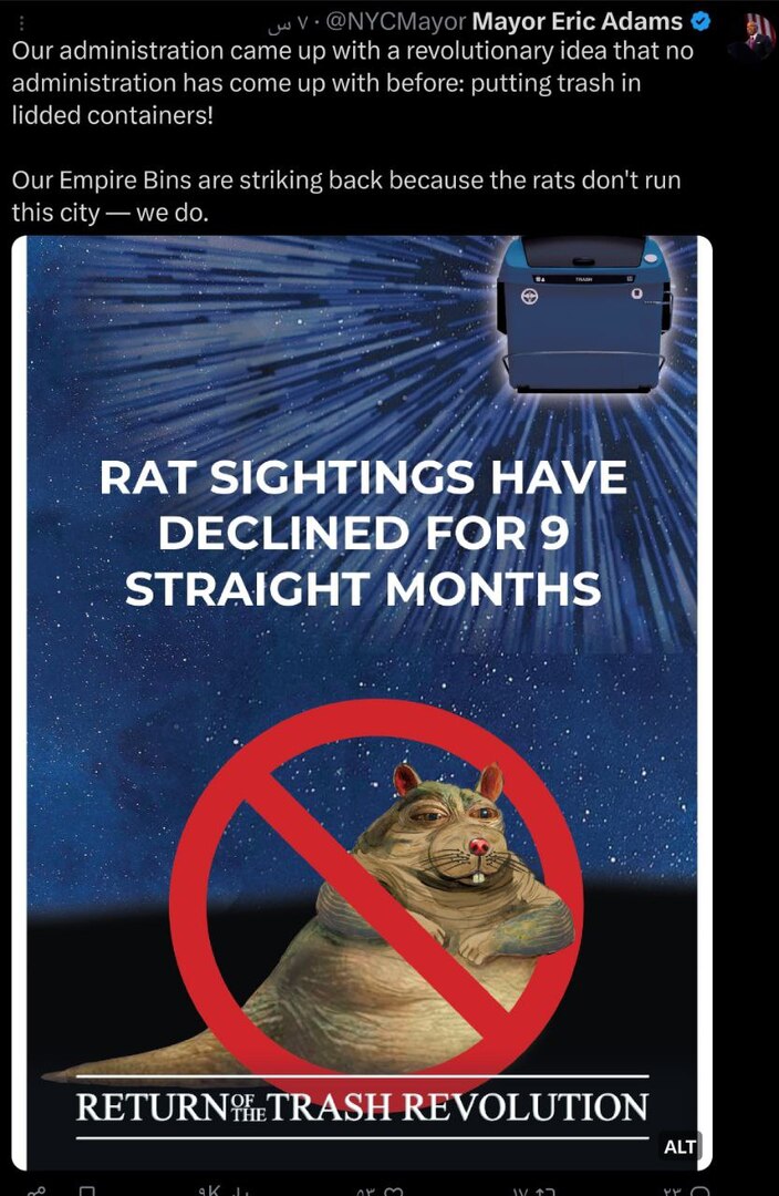صورة حول : عمدة نيويورك يسخر من الجرذان قبل رحيله عمدة نيويورك يسخر من الجرذان قبل رحيله