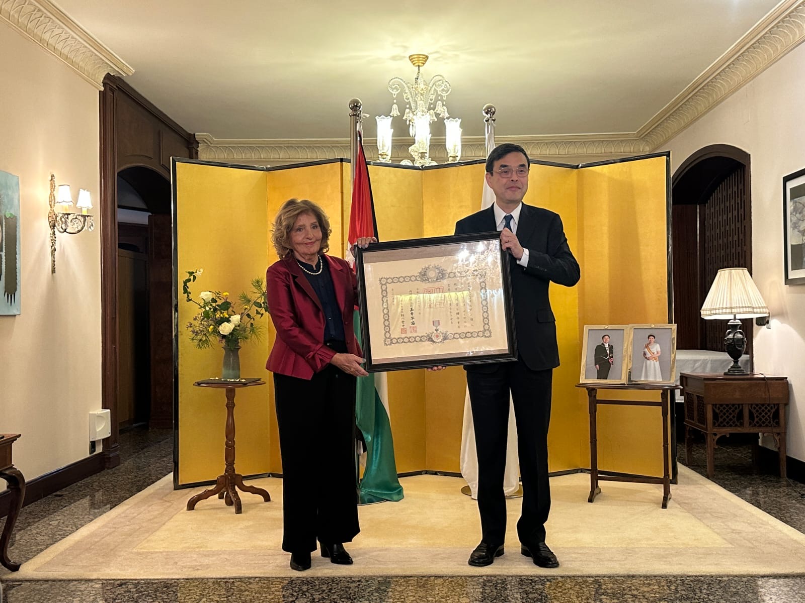Japan decorates Mrs. Hind Sharif Nasser for her outstanding cultural contribution in promotingJapan Jordan relationship.