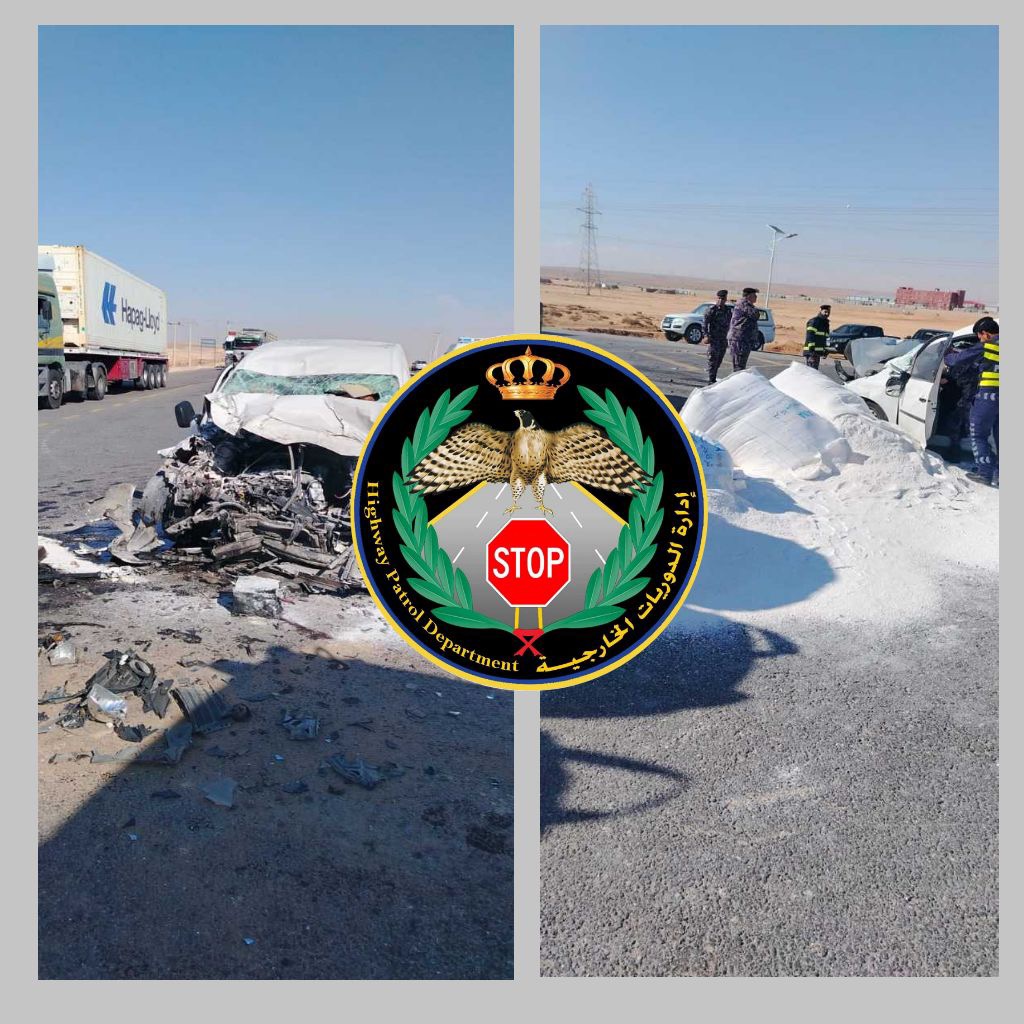 حادث تصادم على الطريق الصحراوي بعد القطرانة يتسبب بإغلاق مسرب مروري