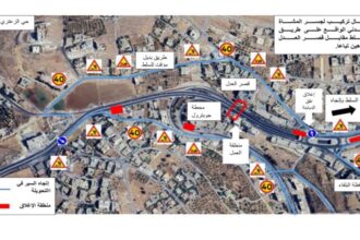 إغلاق مؤقت للطريق في البلقاء لتركيب جسر مشاة معدني