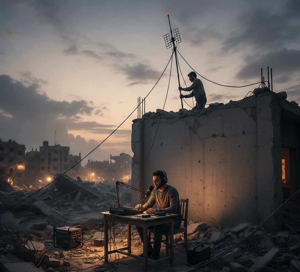 إذاعة "هنا غزة".. صوت يولد من الركام