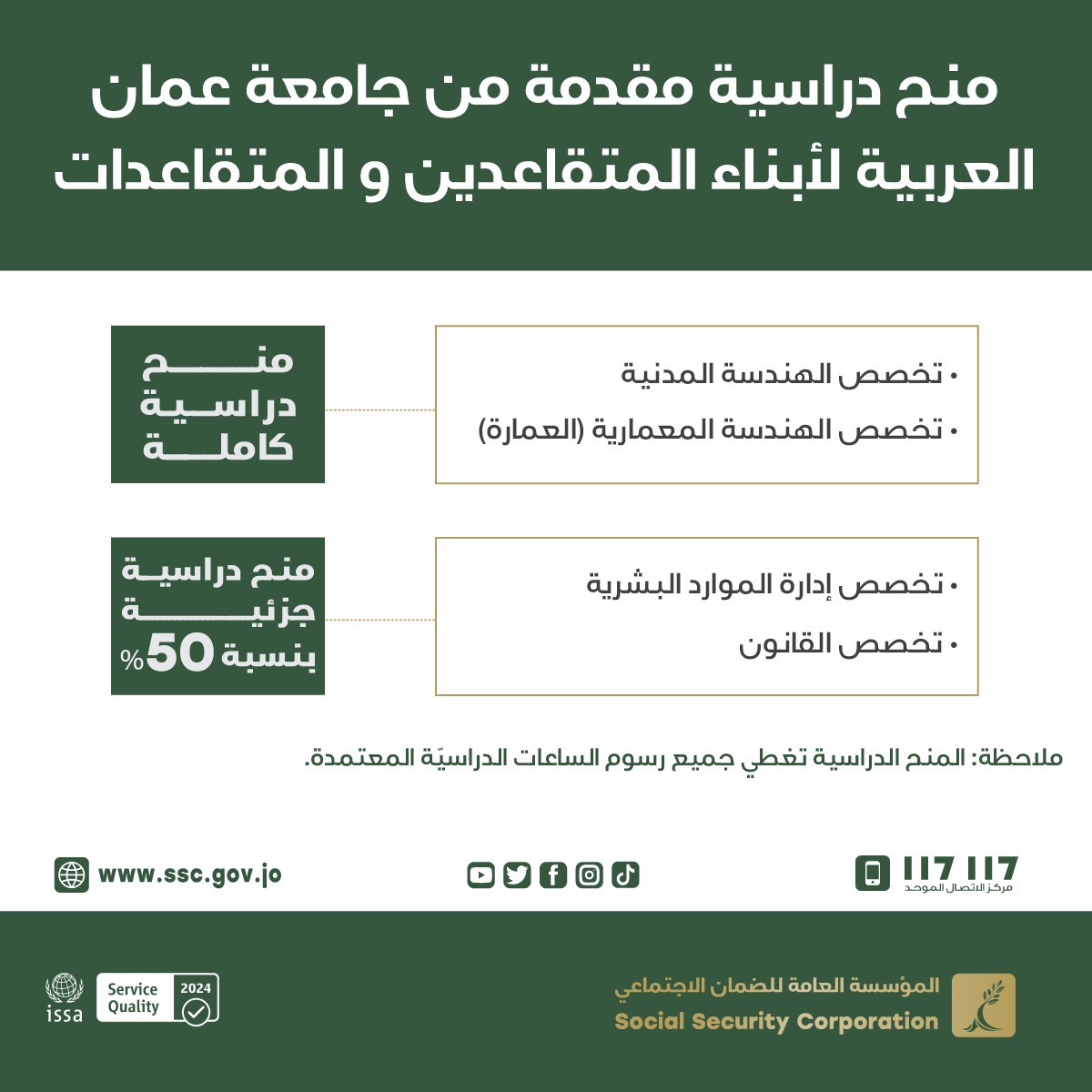 صورة حول : منح دراسية جامعية لأبناء متقاعدي الضمان منح دراسية جامعية لأبناء متقاعدي الضمان