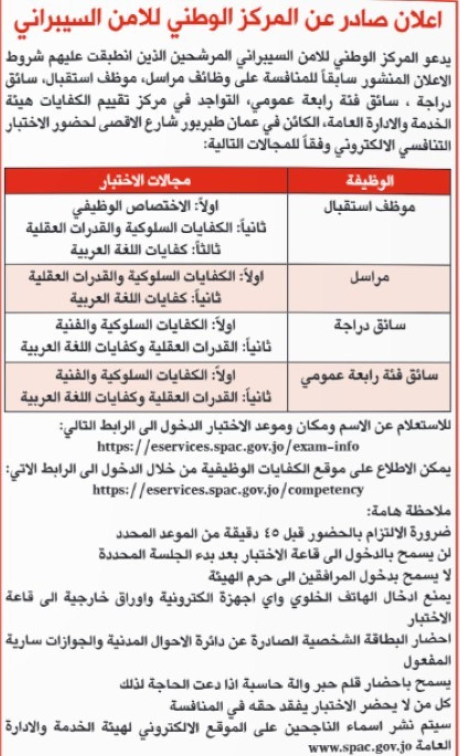 وظائف شاغرة ومدعوون للاختبار التنافسي - أسماء