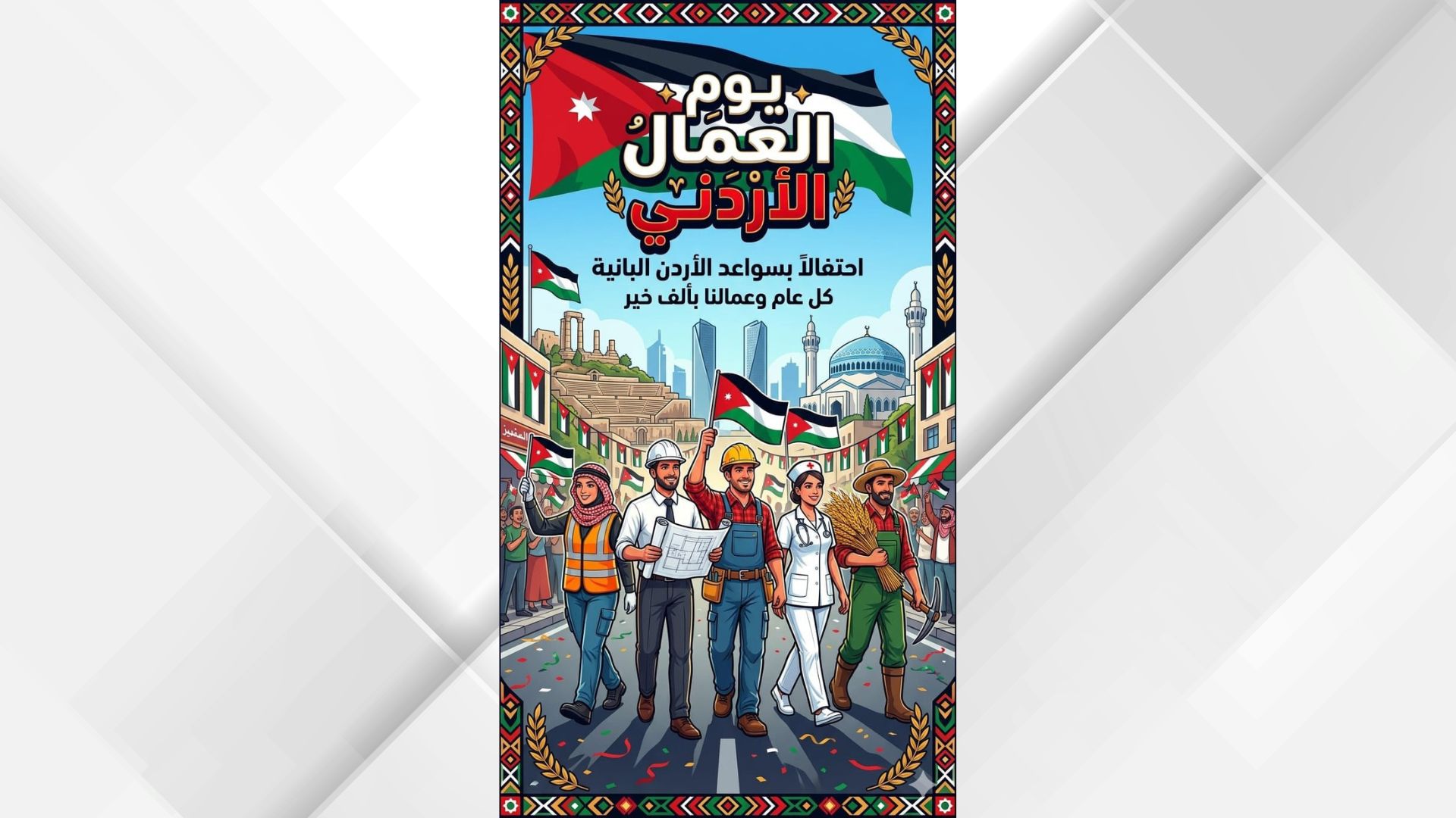 طلبة متدربون في ثقافة الزرقاء يقدمون تصاميم فنية احتفاءً بيوم العمال