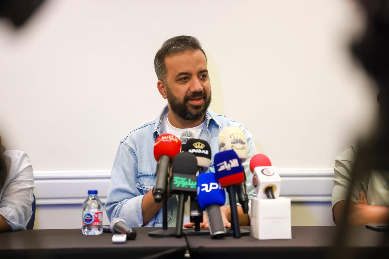 مؤتمر صحفي لفريق مسرحية "أم كلثوم" قبيل عرضها في "جرش"