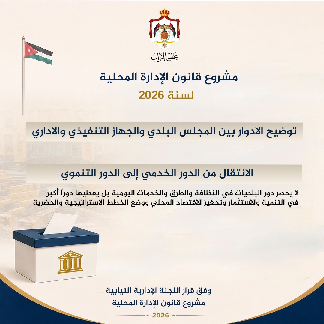 أبرز التعديلات التي أنجزتها اللجنة الإدارية النيابية على مشروع قانون الإدارة المحلية لسنة 2026