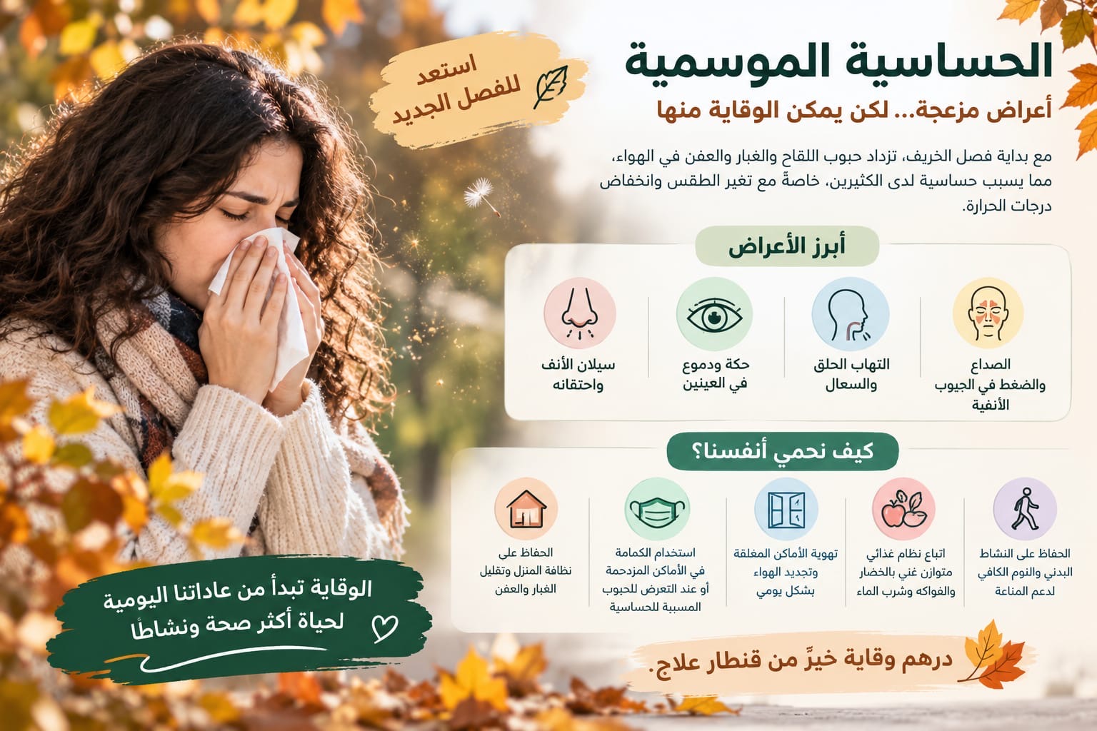 صورة حول : كيف نحصّن مناعتنا ضد نزلات البرد وحساسية الموسم؟ كيف نحصّن مناعتنا ضد نزلات البرد وحساسية الموسم؟