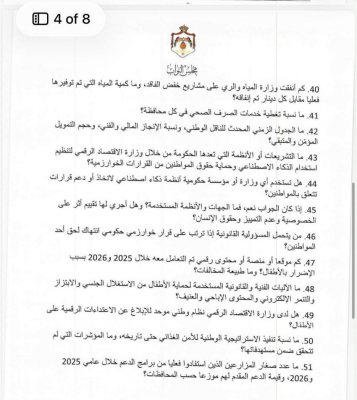 طهبوب توجه 114 سؤالا رقابيا للحكومة (وثائق)