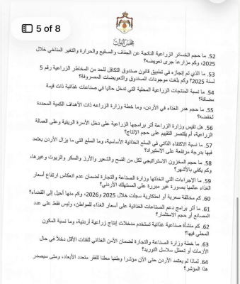 طهبوب توجه 114 سؤالا رقابيا للحكومة (وثائق)