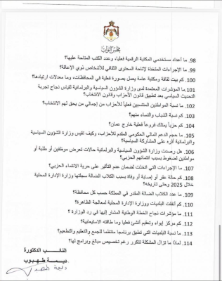 صورة حول : طهبوب توجه 114 سؤالا رقابيا للحكومة (وثائق) طهبوب توجه 114 سؤالا رقابيا للحكومة (وثائق)